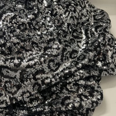 TISSU RESILLE BRODEE SEQUINS [ SAFARI ] NOIR ARGENT