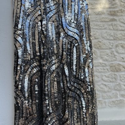TISSU RESILLE BRODEE SEQUINS [ GLAM ] ARGENT