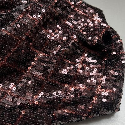 TISSU RESILLE BRODEE SEQUINS [ ZENITH ] CHOCO CUIVRE