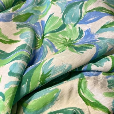 [ NAOMI VERT ] I TISSU CRÊPE RAYON NYLON IMPRIME