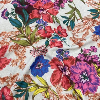 [ FLORA ] I TISSU CREPE IMPRIME EFFET LIN