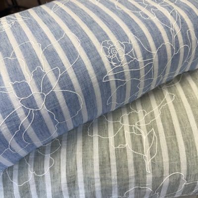 [ MIRABELLE ] I TISSU CREPE RAYURE BRODE GOMME
